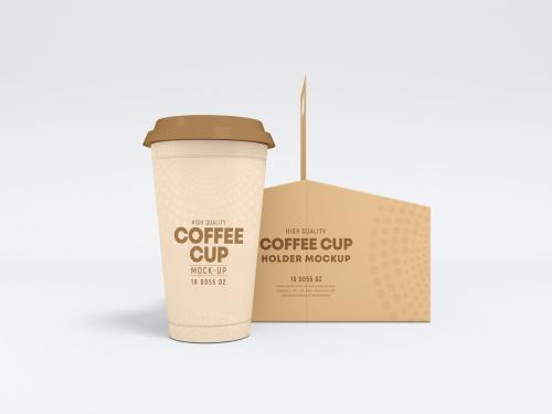 Paper Coffee Cup Holder Packaging Mockup set