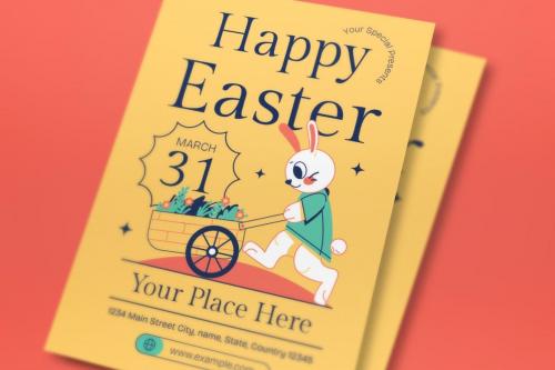 Yellow Blue Flat Design Happy Easter Flyer Set