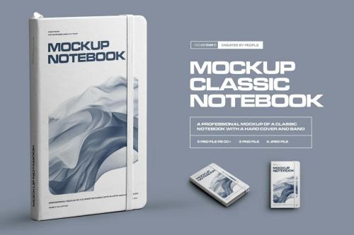 3 Mockups of Classic Notebook with Hard Cover