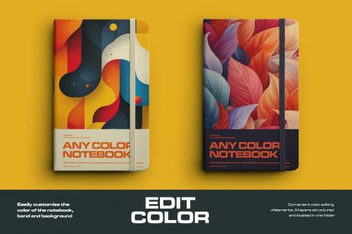 3 Mockups of Classic Notebook with Hard Cover