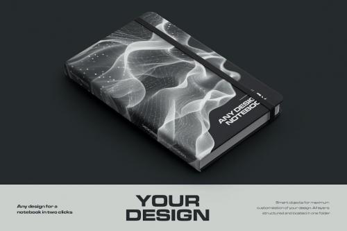 3 Mockups of Classic Notebook with Hard Cover