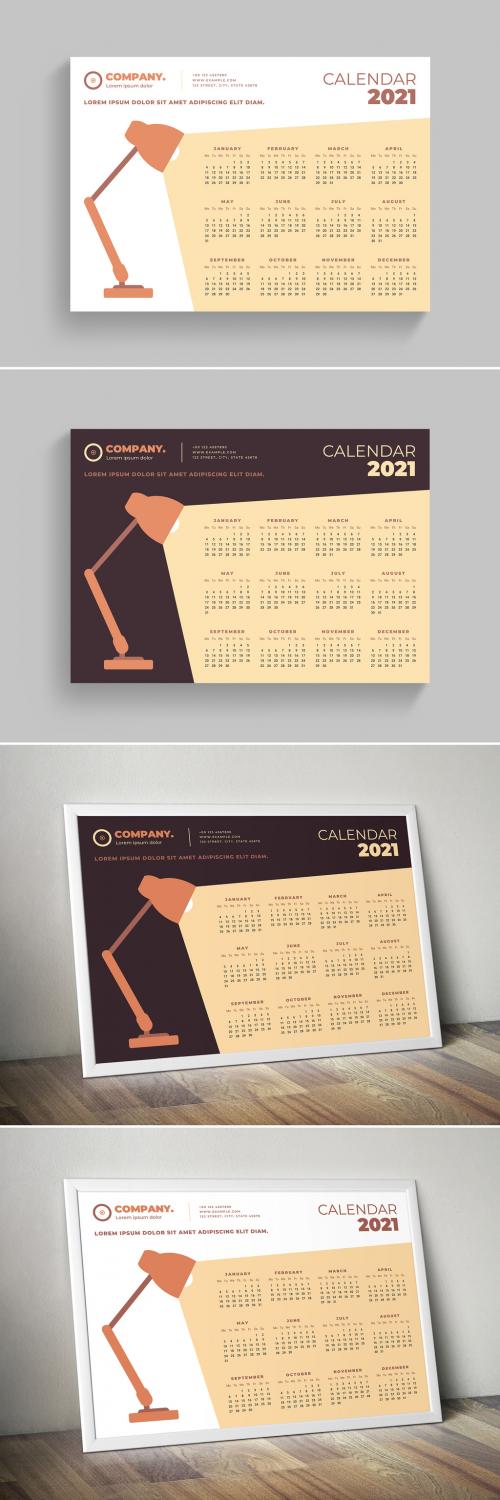 2021 Calendar Layout with Lamp Design Elements - 397285203