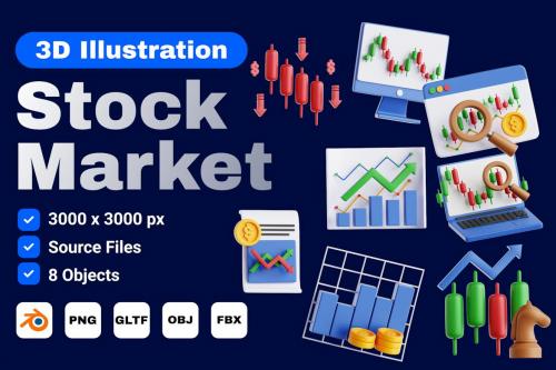Stock Market 3D Icon Set (V.3)