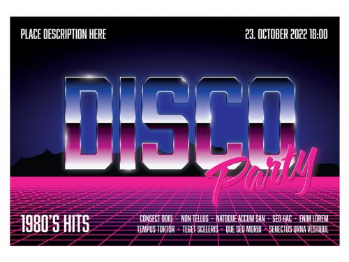 Retro Disco Party Poster Layout - 397887999