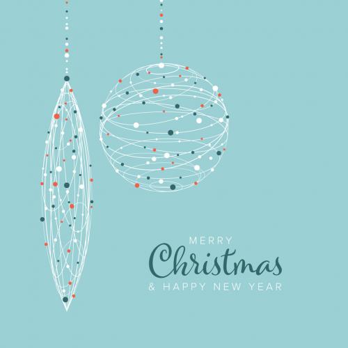 Merry Christmas Card with Christmas Tree Decorations - 397896512