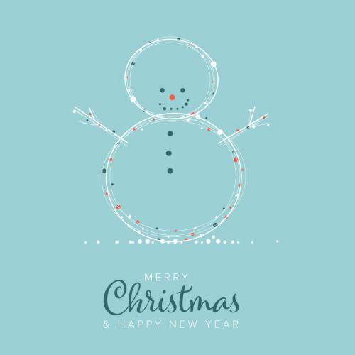 Merry Christmas Card with Snowman  - 397896532