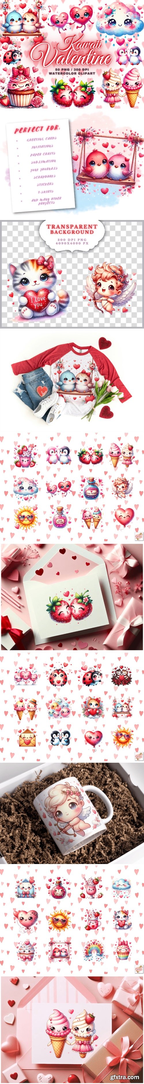 Cute Valentine Clipart - Kawaii Clipart 88803404