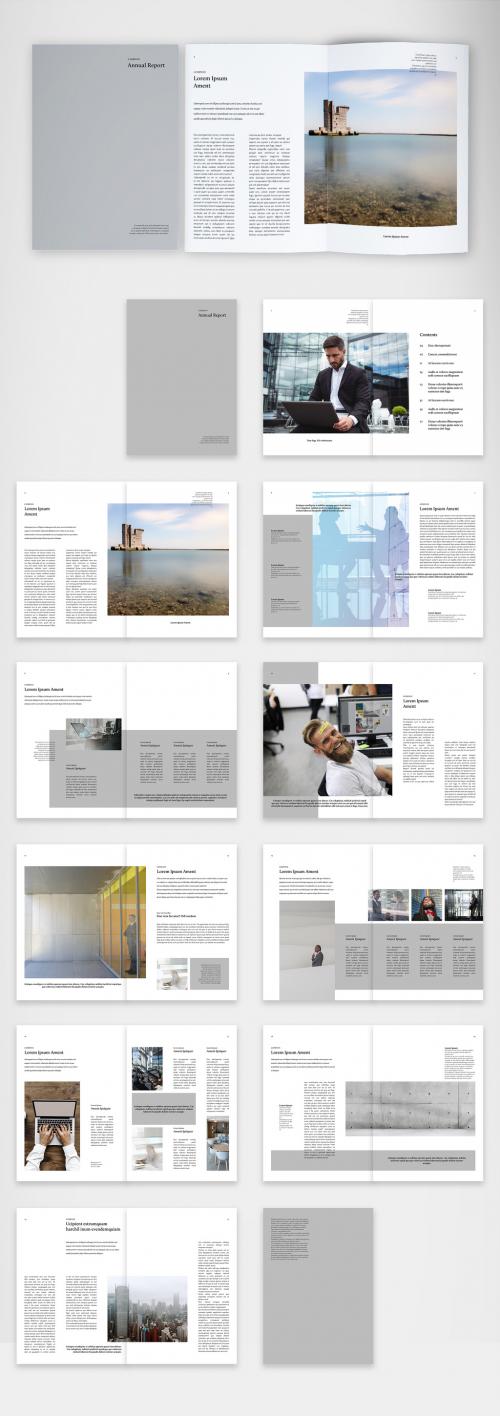 Elegant and Clean Annual Report with Silver Accents - 398123317