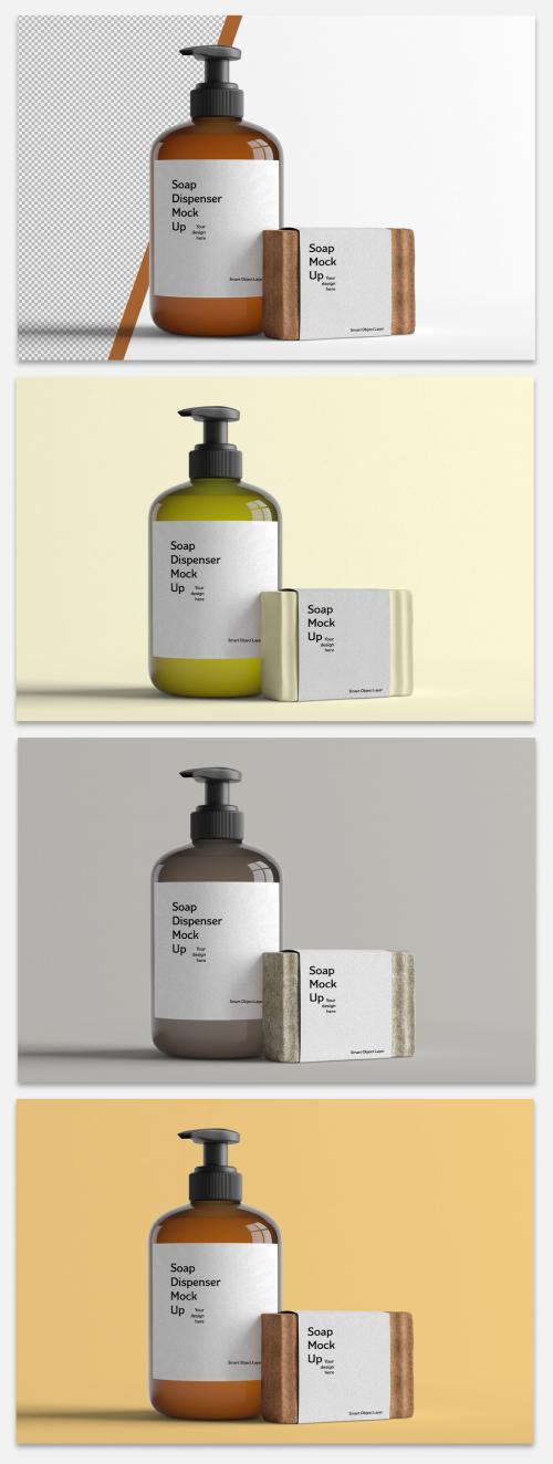 Mockup of a Cosmetic Bottle and Soap - 398321131