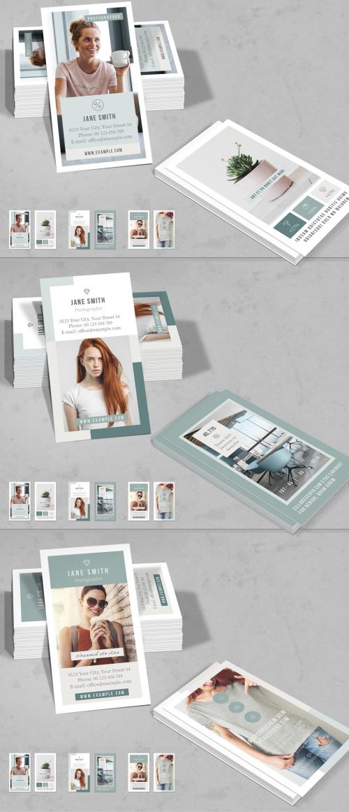 Business Cards Template in Pale Green and Mint  - 398328735