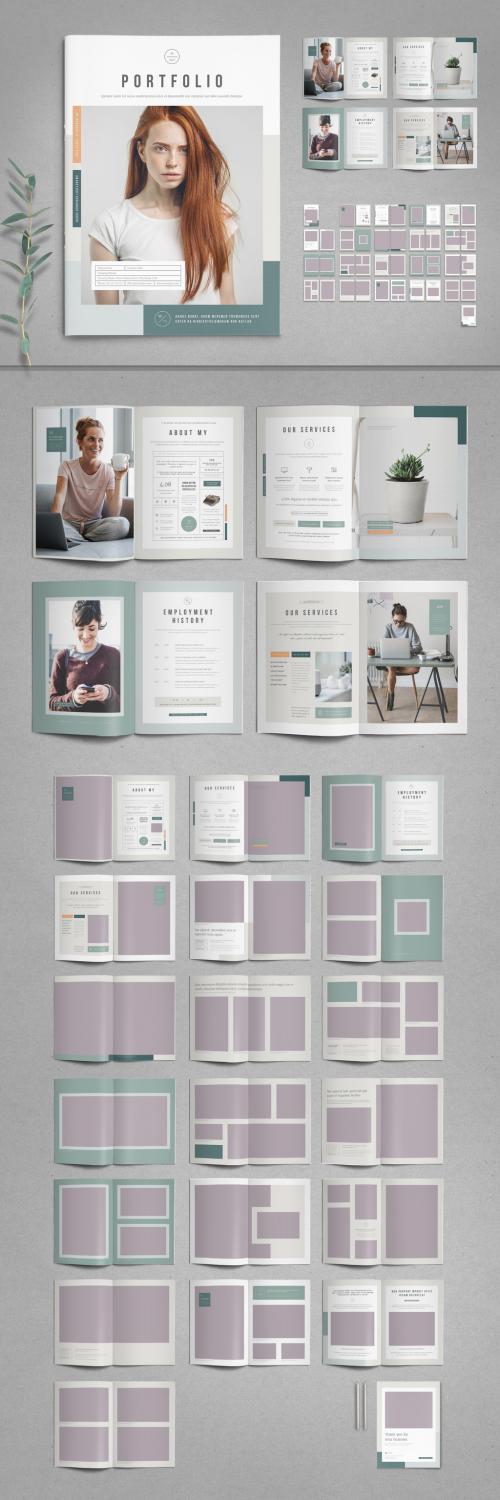 Portfolio Template in Pale Green and Mint - 398328769