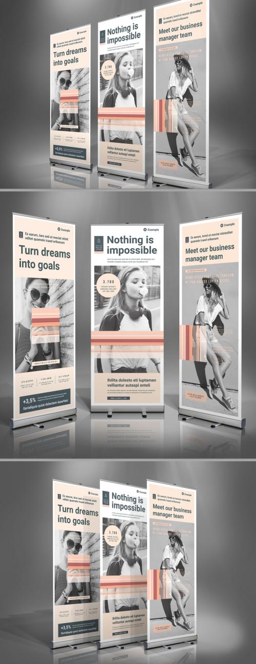 Roll-Up Banner Template with Pale Peach Accents - 398328772