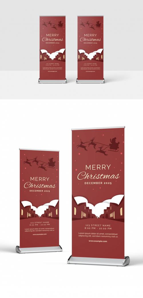 Christmas Rollup Banner with Santa Silhouette - 398337152