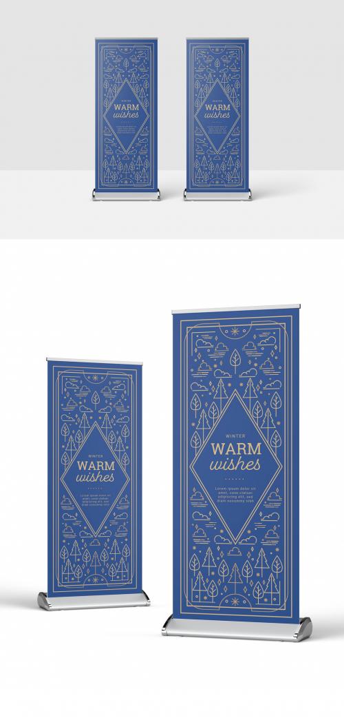 Winter Rollup Banner with Ornate Illustrations - 398337166