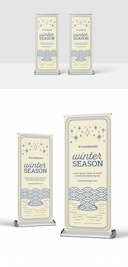 Winter Season Rollup Banner with Circular Pattern - 398337190