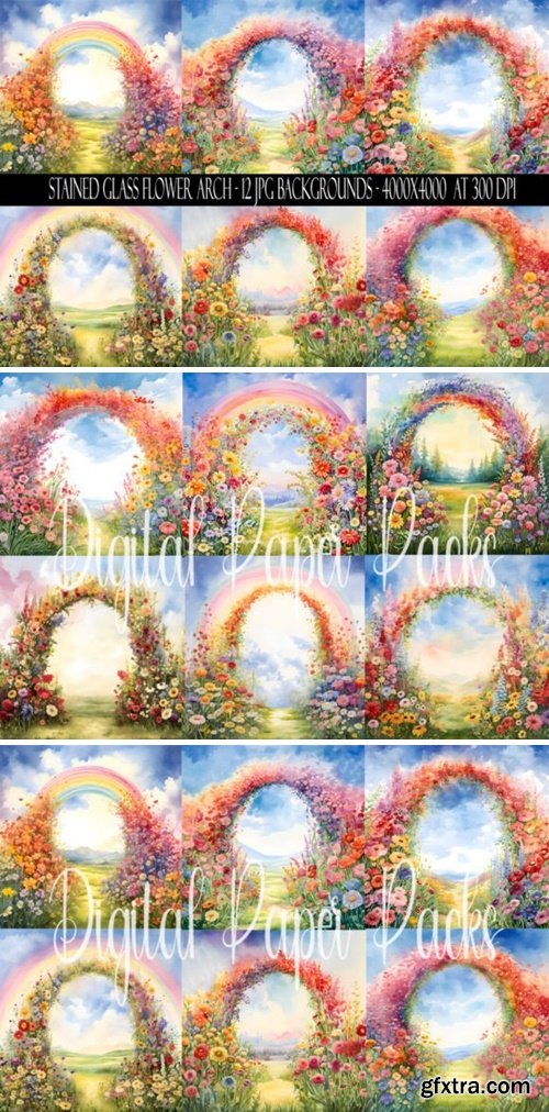 Watercolor Flower Arch Backgrounds 89806383