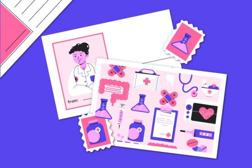 Pink Flat Design Health Care Asset Illustration