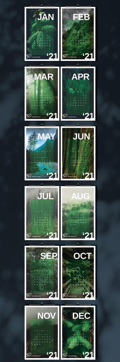 Green Wall Calendar Layout - 398536398