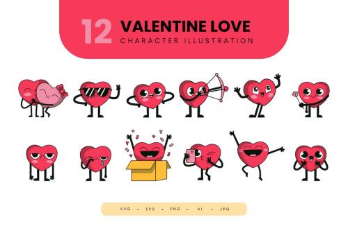 Valentine Love Illustration Set Collection