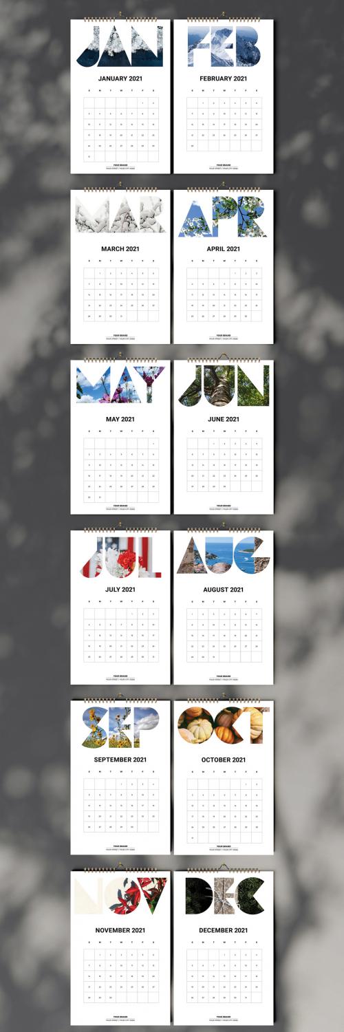 Typography Wall Calendar Layout - 398536463