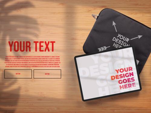 Back to School Tablet Sleeve Case Mockup Top View - 398560292