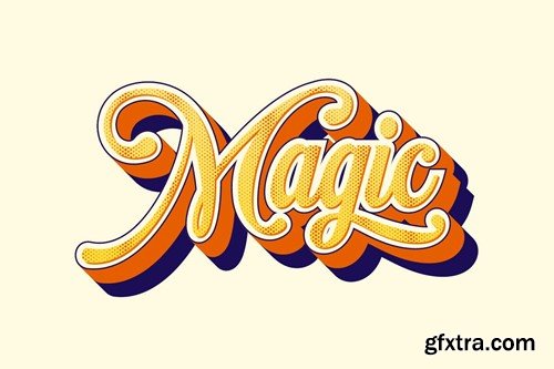 Hafltone Text Effect MH3DWMT