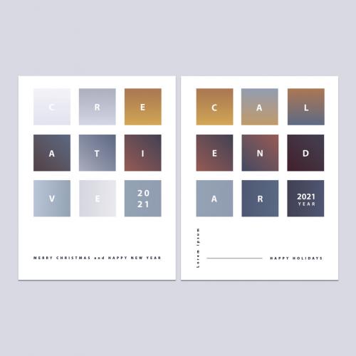 Minimal Christmas Calendar Cover Layout Set with Gradients - 398583137