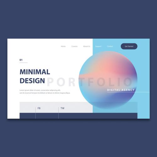 Minimal Website Header Layout with Gradient Circle - 398583194