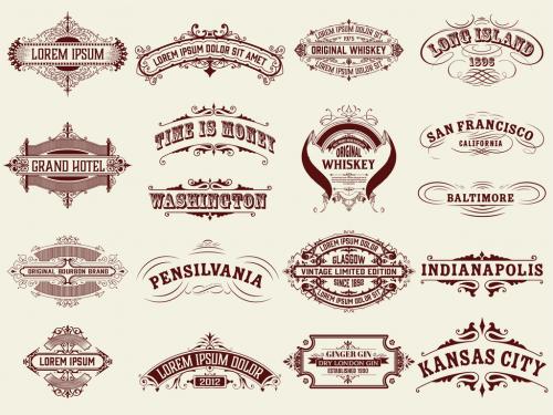 Set of 18 Vintage Logos and Badges  - 399321805