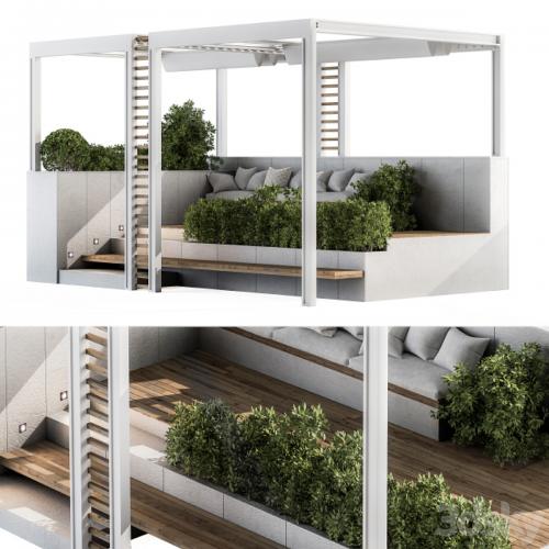 Roof Garden and Landscape Furniture with Pergola 07