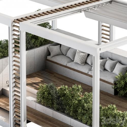 Roof Garden and Landscape Furniture with Pergola 07