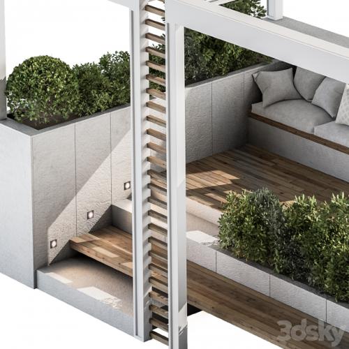 Roof Garden and Landscape Furniture with Pergola 07