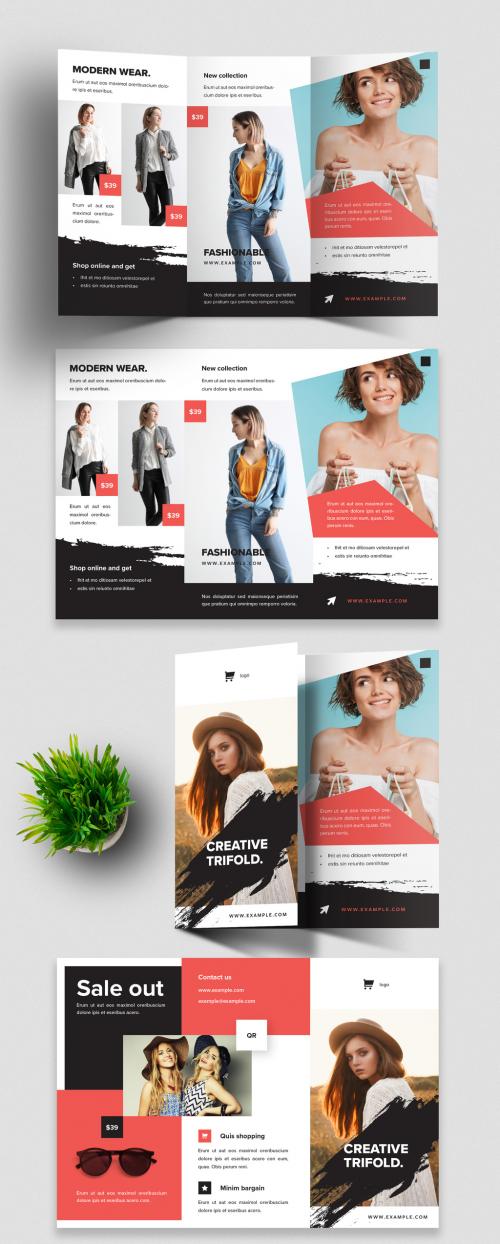 Trifold Brochure Layout for Fashion Shop - 399344382