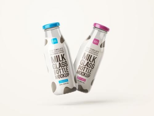 Glossy Milk Bottle Mockup - 399350545