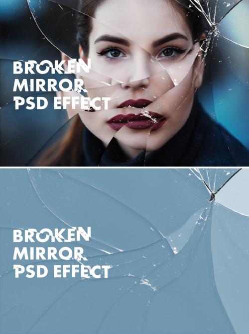 Broken Mirror Photo Effect Mockup - 399591230