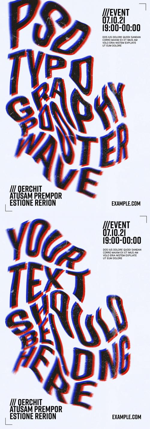 Warped Text Poster Effect Mockup - 399591414