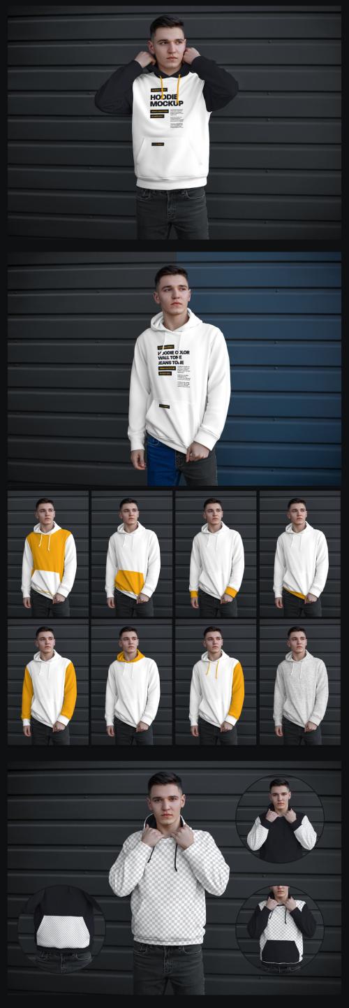 3 Men's Hoodie Mockups - 399606918