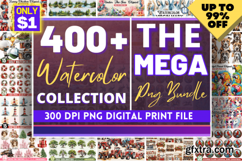 The Mega Watercolor PNG Bundle