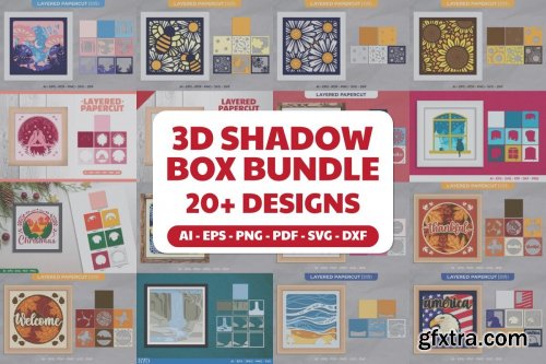 3D Shadow Box SVG Bundle