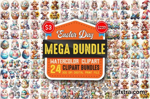 Watercolor Easter Clipart Mega Bundle