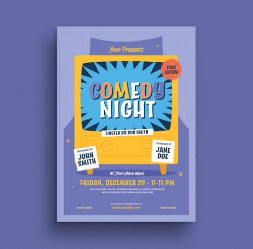 Comedy Night Event Flyer Layout - 400037199