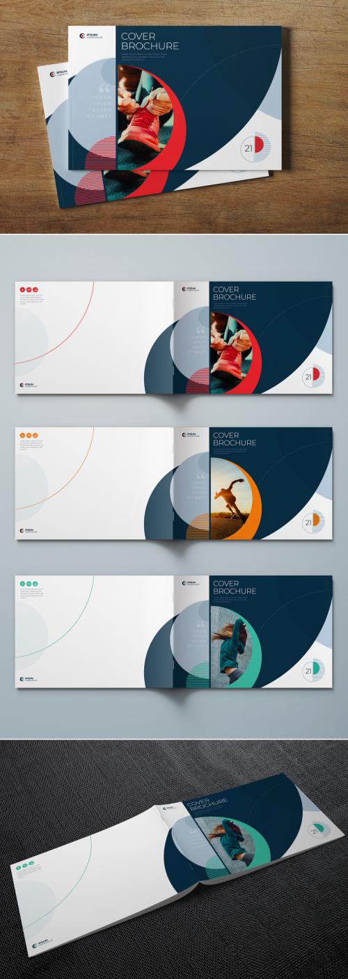 Business Landscape Cover Layout Set with Circle Dynamic Elements - 400274971