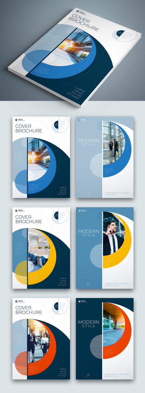 Business Report Cover Layout Set with Circle Elements - 400275026
