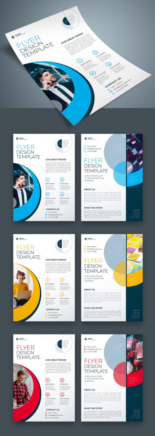 Corporate Flyer Layout with Dynamic Elements and Blue Accents - 400275080