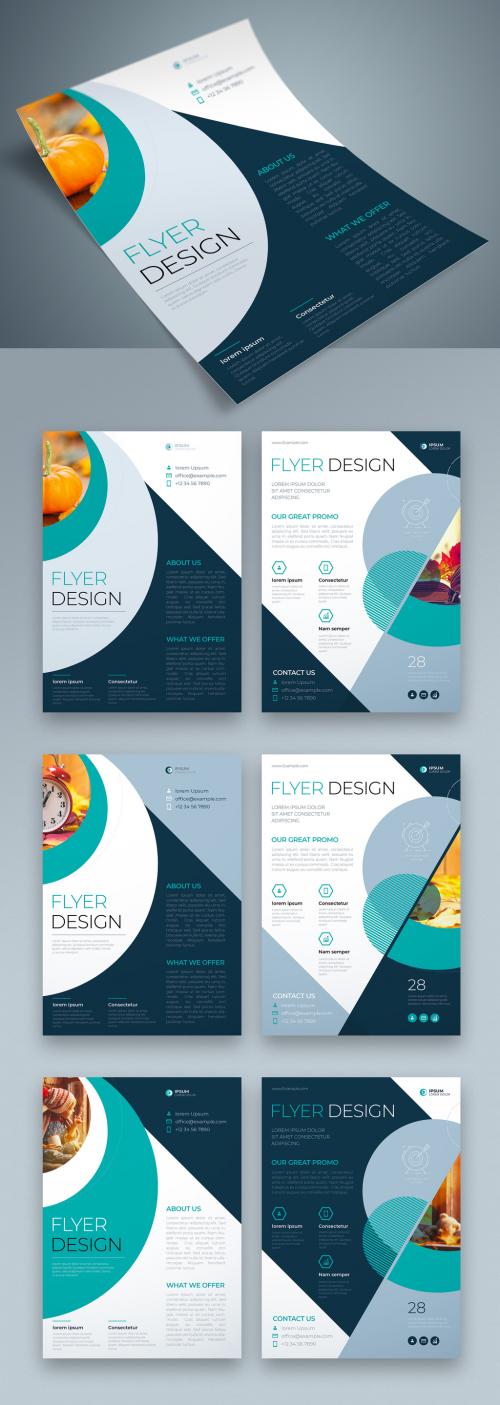 Flyer Layout with Teal Geometric Accents - 400275102