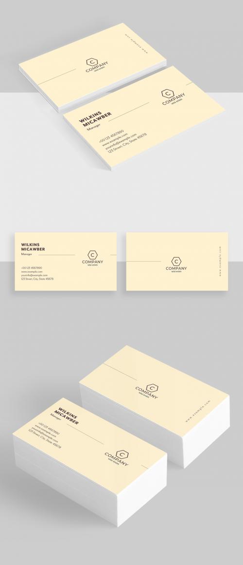 Business Card Layout with Pale Yellow Accents - 400847504