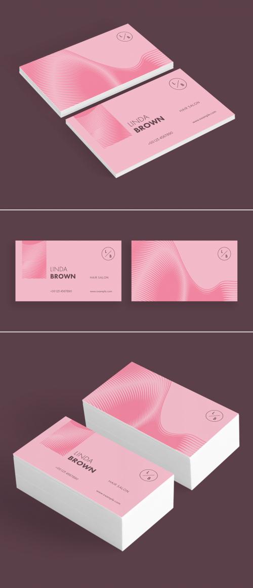 Hair Salon Business Card Layout with Pink Accents - 400847661