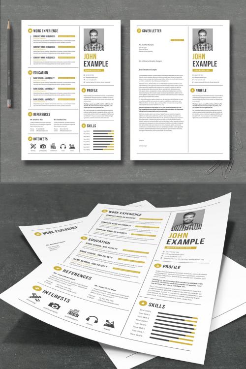 Resume and CV Layout with Gold Elements - 400858675