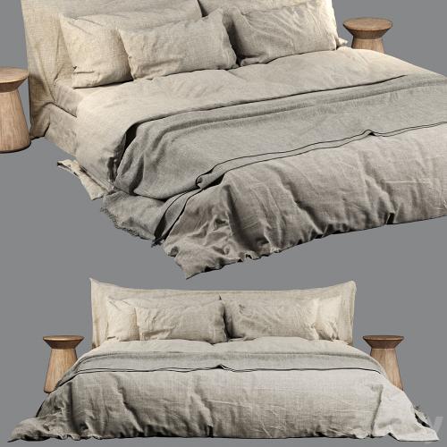 Neutral Colored Cozy Bed with Zara Home Linen Bedding 02