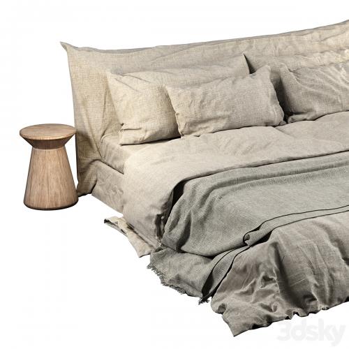 Neutral Colored Cozy Bed with Zara Home Linen Bedding 02